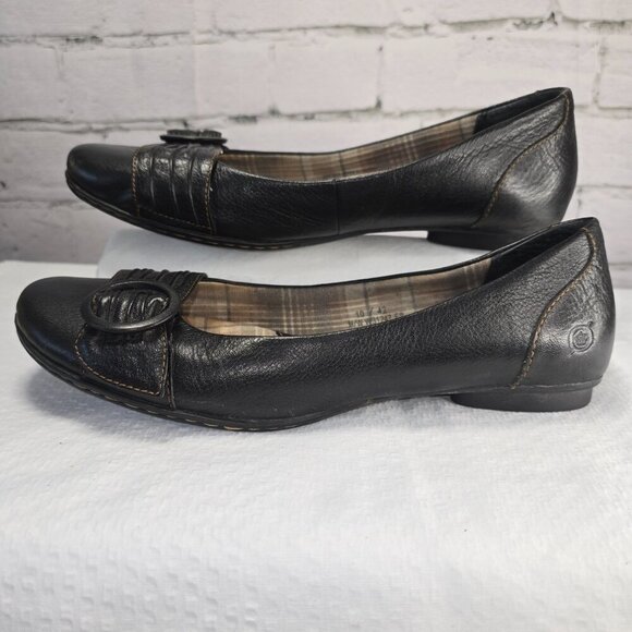 BORN BALLET FLATS BROWN LEATHER ROUND TOE WITH BUCKLE STRAP DESIGN EUC SIZE 10 - Picture 6 of 9